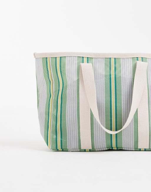 South Beach - Casual tote-taske til stranden med grønne striber, 2 af 7