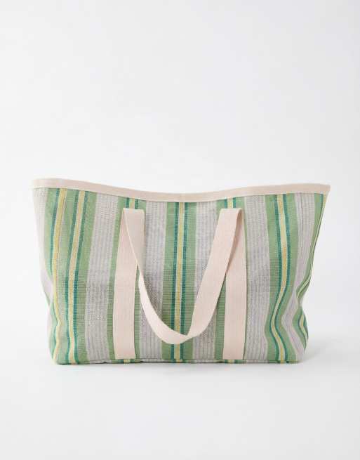 South Beach - Casual tote-taske til stranden med grønne striber, 5 af 7