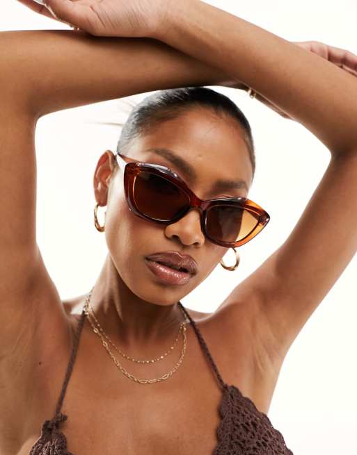 South Beach cat eye sunglasses in brown ASOS