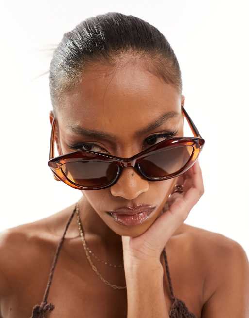 South Beach cat eye sunglasses in brown , 4 of 4