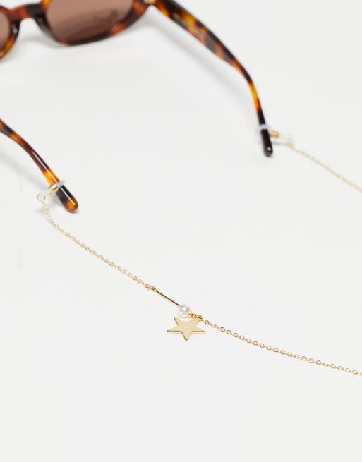 South Beach - Chaîne de lunettes de soleil avec pendants étoiles et perles nacrées 