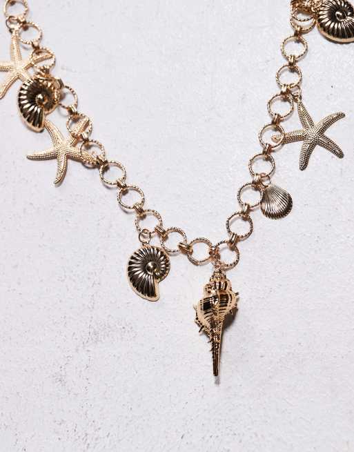 South Beach - Chaîne de ventre ornée de coquillages et d'étoiles de mer - Doré, 3 de 3
