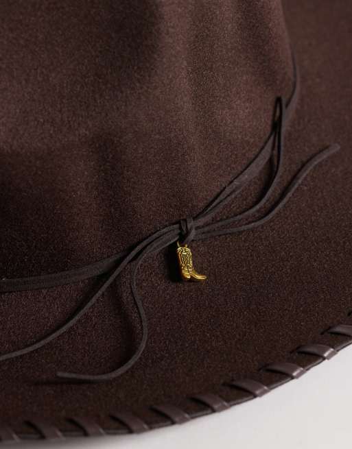 South Beach - Chapeau de cowboy style western à surpiqûres - Marron chocolat , 3 de 3