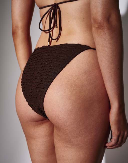 South Beach Charm frill triangle bikini set in brown, 5 of 5