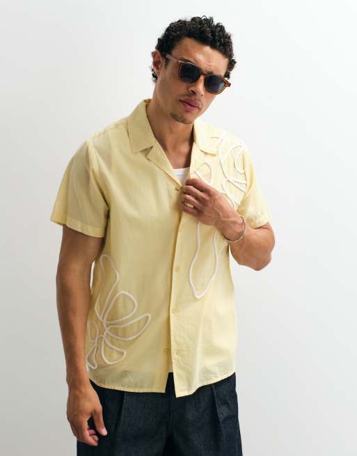 South Beach - Chemise de plage brodée - Jaune clair, 3 de 9