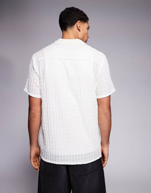 South Beach - Chemise de plage texturée avec col à revers - Crème, 3 de 5