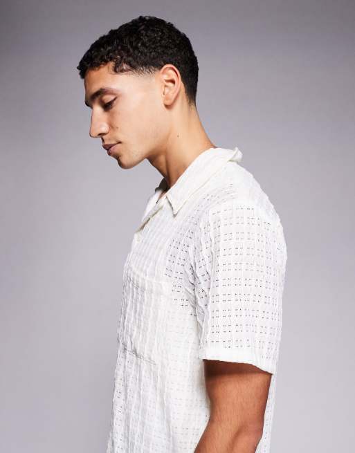 South Beach - Chemise de plage texturée avec col à revers - Crème, 4 de 5