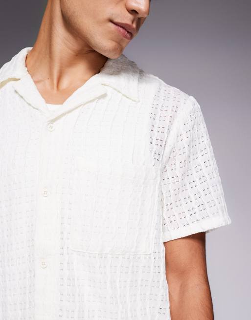 South Beach - Chemise de plage texturée avec col à revers - Crème, 5 de 5
