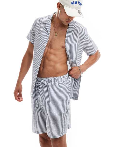 South Beach - Chemise d'ensemble de plage en crépon - Bleu marine - view 1