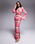 [South Beach] South Beach chevron maxi beach dress in pink 6 Pink