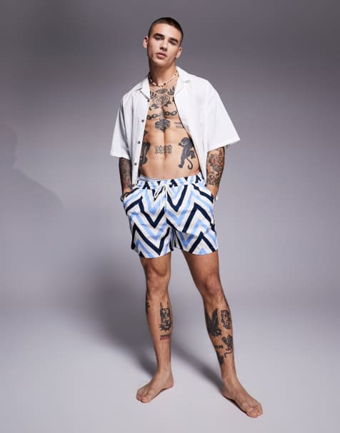 South Beach chevron swim short in blue - view 1