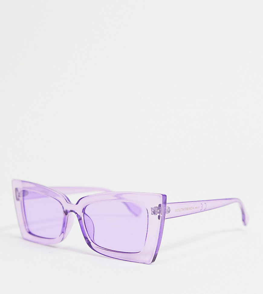 South Beach chunky cateye sunglasses in lilac-Purple
