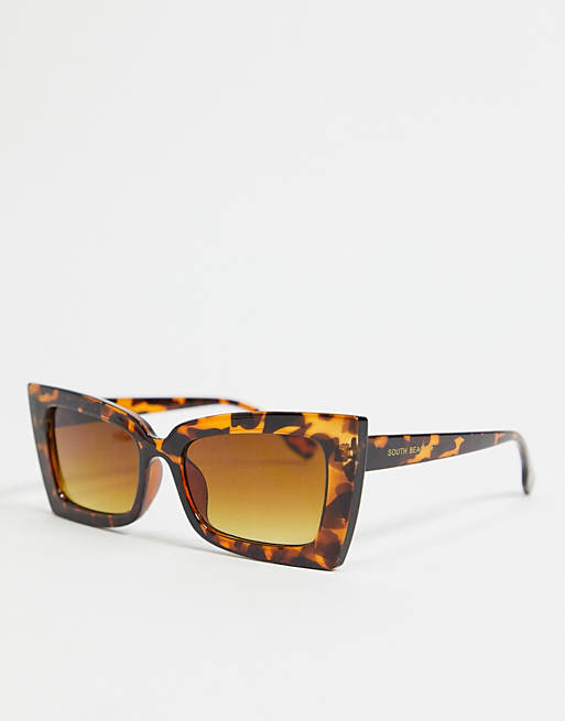 South Beach chunky cateye sunglasses in tort