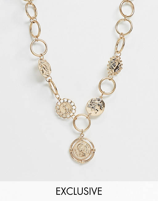 South Beach chunky coin necklace in gold