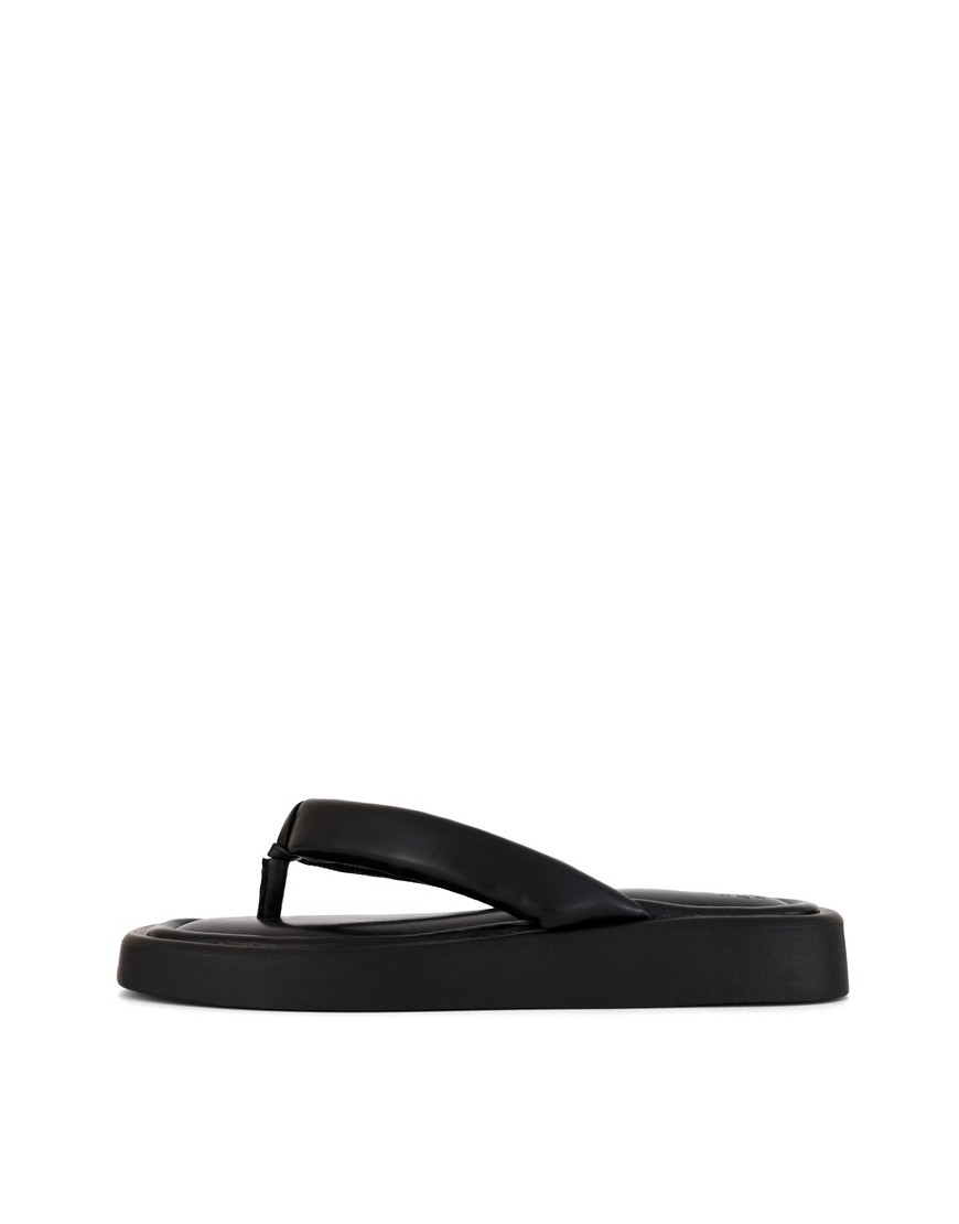 South Beach Chunky sole toe post sandal in black