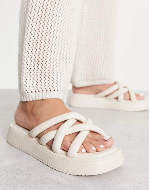 White flat best sale platform sandals