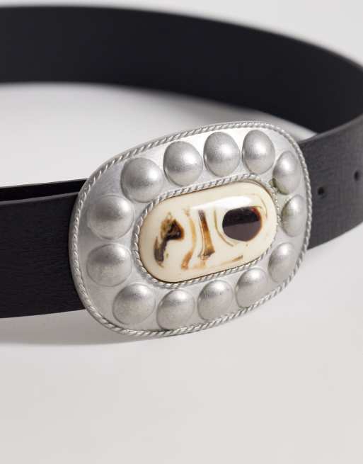 South Beach - Cintura nera con fibbia stile western , 2 di 3