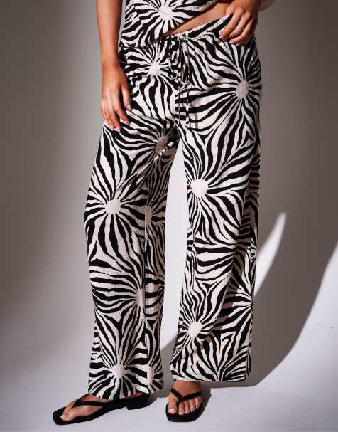 South Beach - Co-ord set met textuur en zonneprint in zwart-wit - view 1