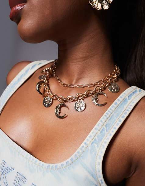 South Beach - Collana color oro con charm celestiali spessi - view 1