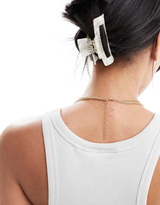 South Beach - Collana dorata a triplo strato con ciondoli a forma di conchiglia e occhio, 3 di 4