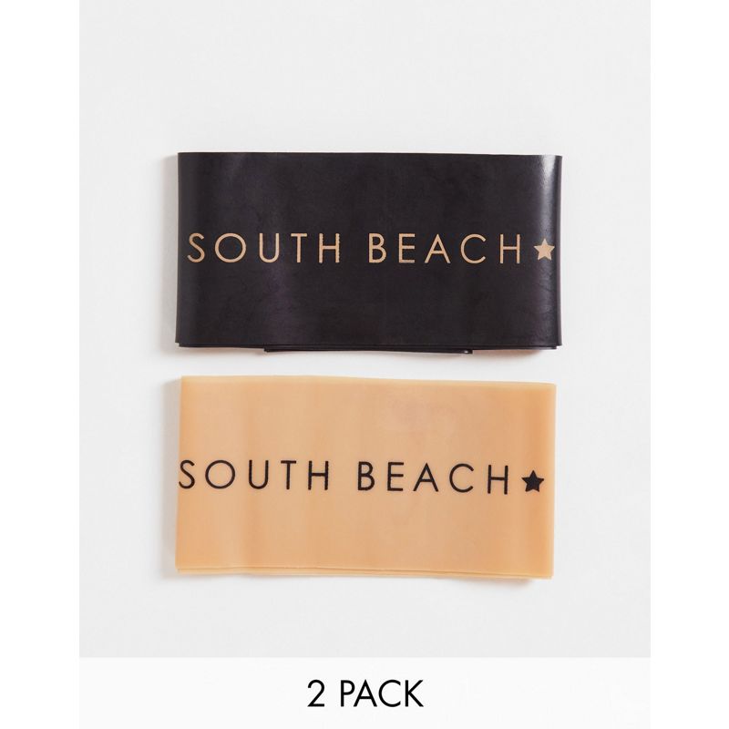 South Beach - Confezione da 2 fasce di resistenza nera e cammello 