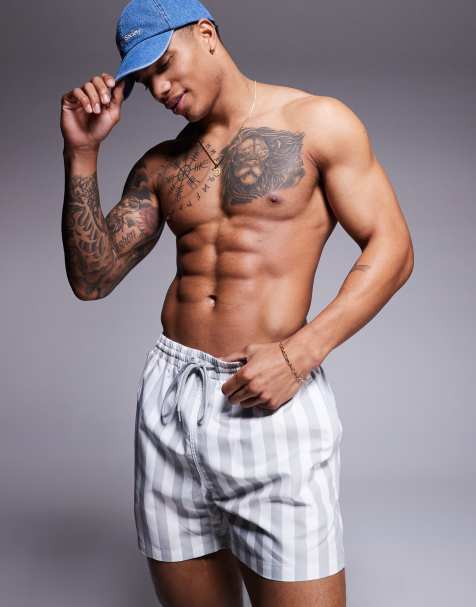 South Beach contrast stripe swim short in light grey - view 1