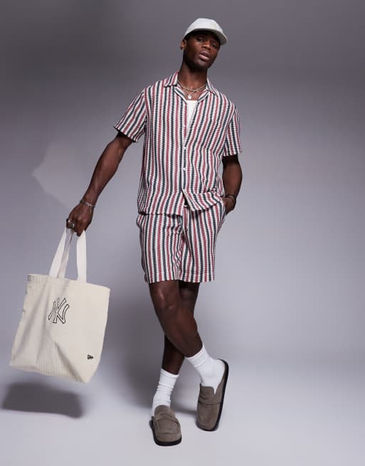 South Beach - Coordinato da mare in maglia a righe multicolore