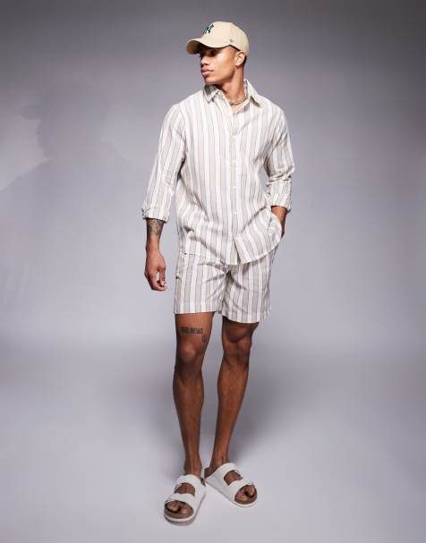 South Beach - Coordinato da spiaggia beige e bianco a righe - view 1