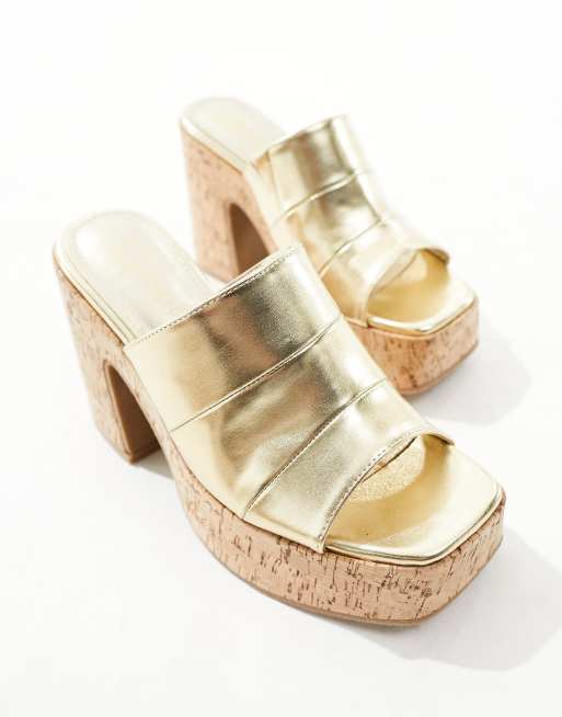 Gold mules heels uk best sale