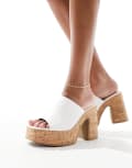 [South Beach] South Beach cork heeled mules in white 41 White