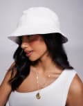 [South Beach] South Beach cotton bucket hat in off white No Size WHITE