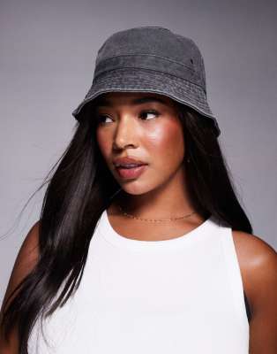 South Beach cotton bucket hat in washed black