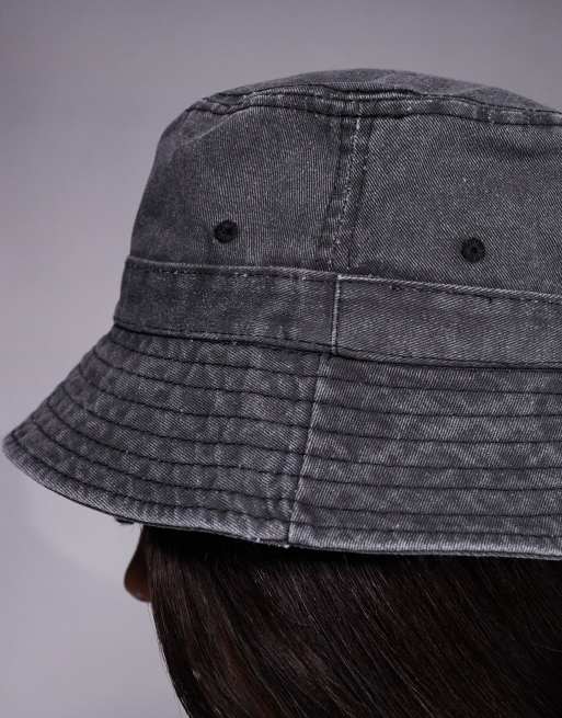 South Beach cotton bucket hat in washed black