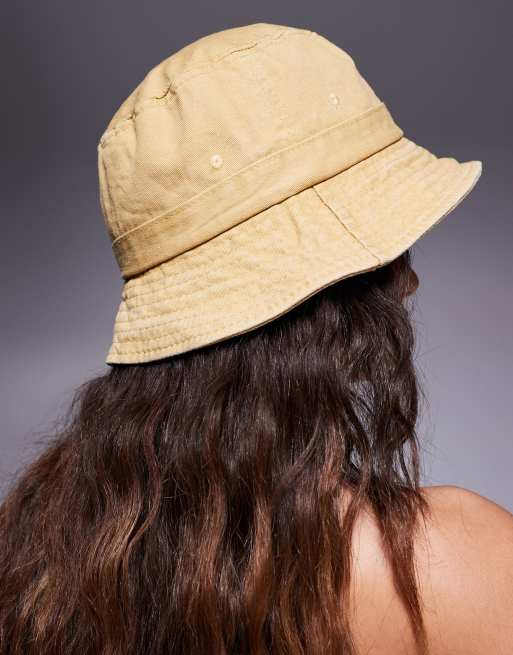 South Beach cotton bucket hat in washed butter yellow