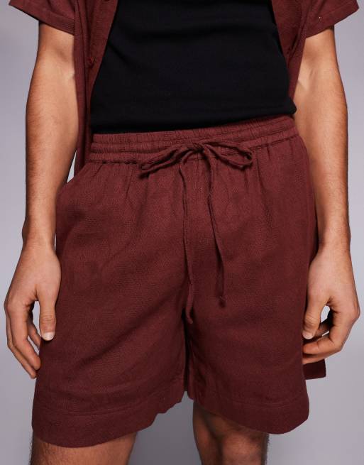 South Beach cotton jacquard short in burgundy, 4 of 5