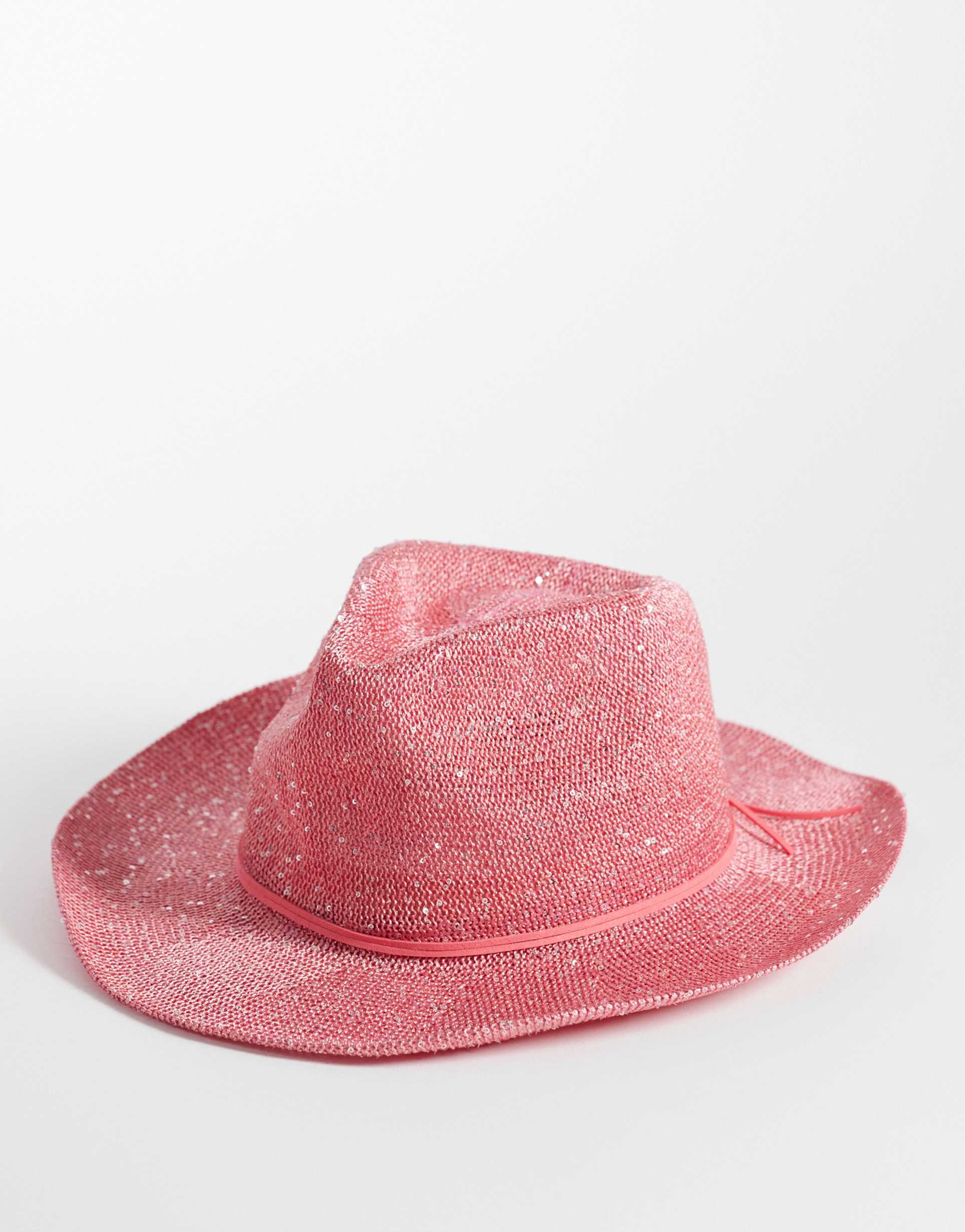 south beach cowboy hat in metallic pink