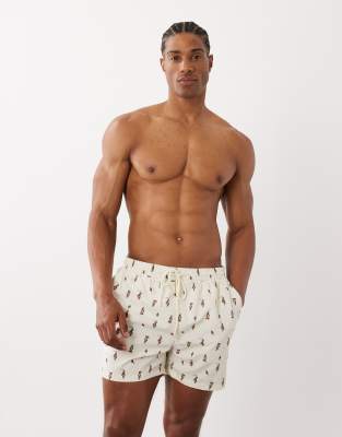 South Beach Cowboy Print Swim Shorts In White