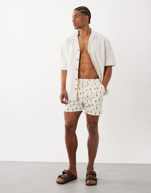 South Beach cowboy print swim shorts in cream, 2 of 5