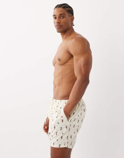 South Beach cowboy print swim shorts in cream, 3 of 5