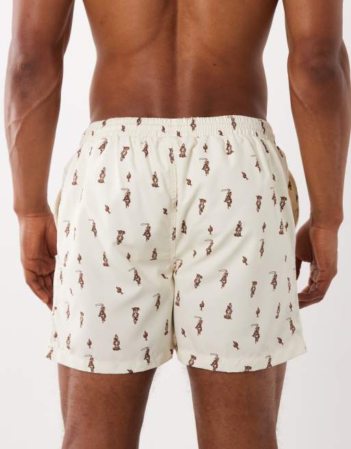South Beach cowboy print swim shorts in cream, 5 of 5