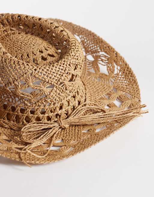 South Beach - Cowboyhoed van stro met rand met kraaltjes in naturel , 3 van 3