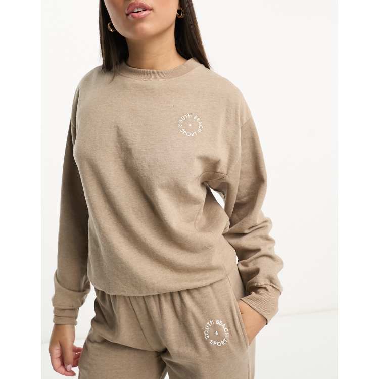 South Beach crew neck sweat in brown marl | ASOS