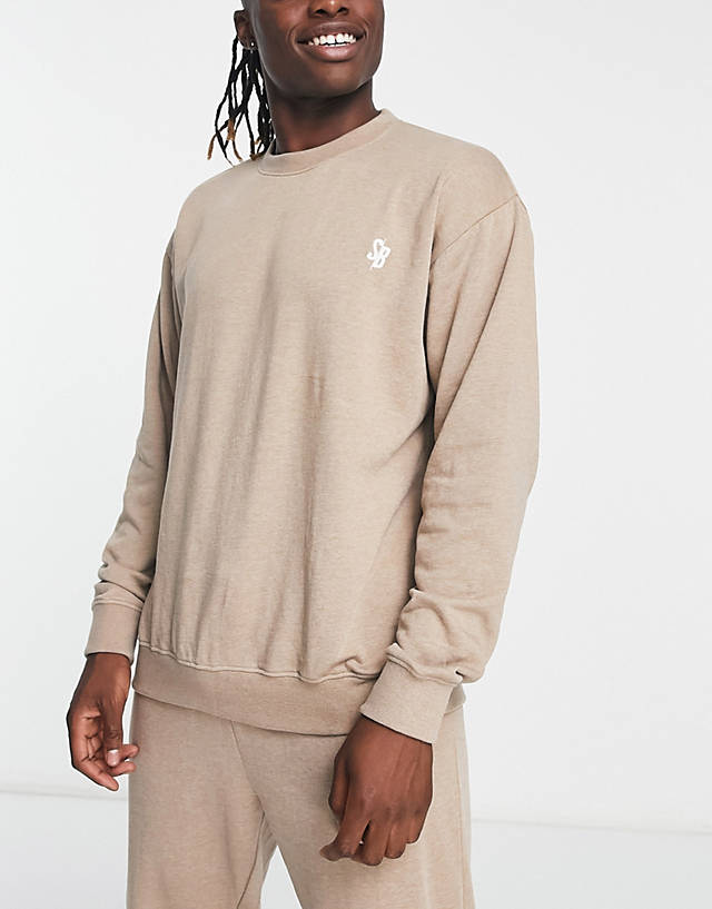 South Beach - crew neck sweat in brown marl