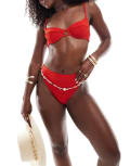 [South Beach] South Beach crinkle high waist bikini bottoms in red 10 Red