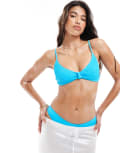 [South Beach] South Beach crinkle knot front bikini top in blue 16 Blue