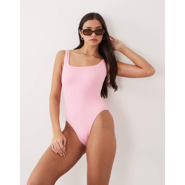South Beach crinkle swimsuit in pink | ASOS