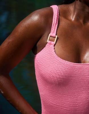 South Beach Crinkle Swimsuit With Ring Details