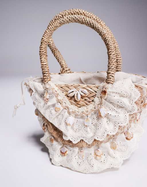 South Beach crochet and shell embellished mini grab bag | ASOS