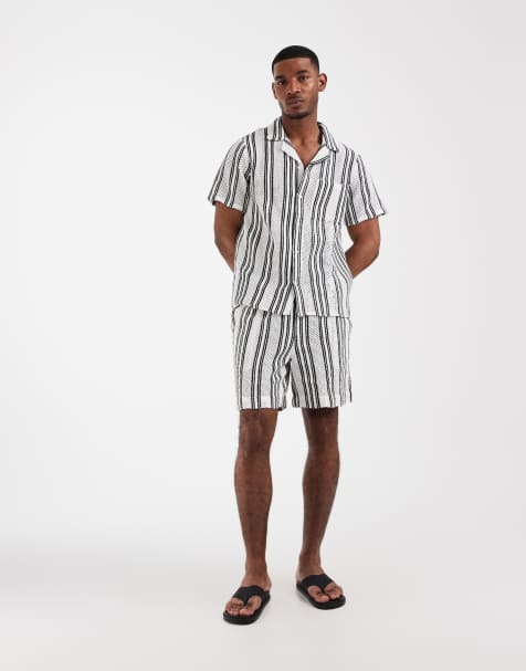 South Beach crochet beach co-ord in black stripe - view 1