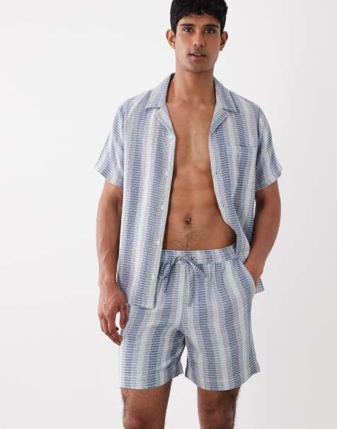 South Beach crochet beach co-ord in blue stripe - view 1